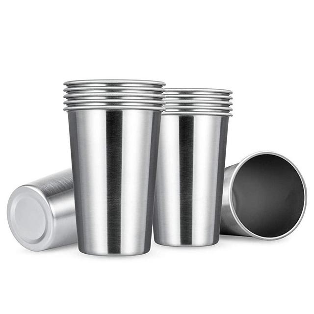 MEWAY 12 Pack 16oz Stainless Steel Pint Cup,Healthy Unbreakable and Stackable,Metal Drinking Glasses for Adults