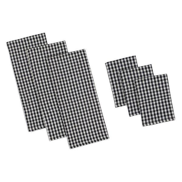 6 Piece Black Check Heavyweight Dishtowel and Dishcloth Set                    by                              Design Imports