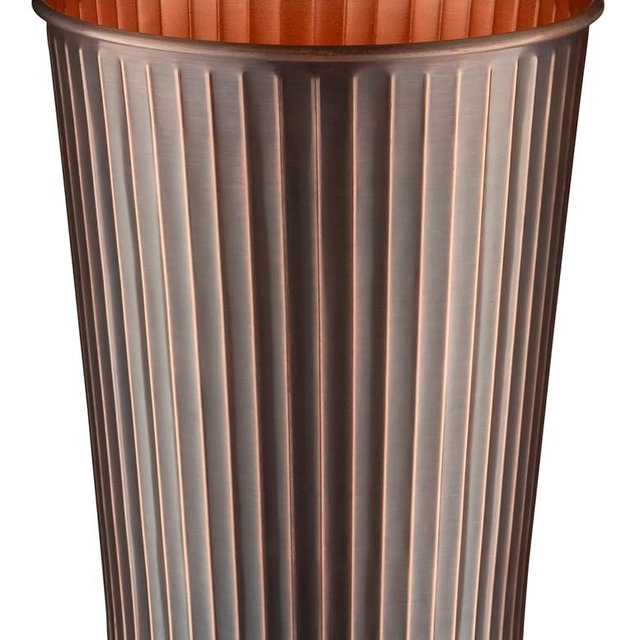 Monarch Abode Metal Bathroom Trash Can – Waste Basket for Bedroom, Office Desk, & Dorm, Handcrafted Ridge Embossed, Durable Decorative Antique Copper Small Trash Can Bathroom Garbage Bin Wastebasket