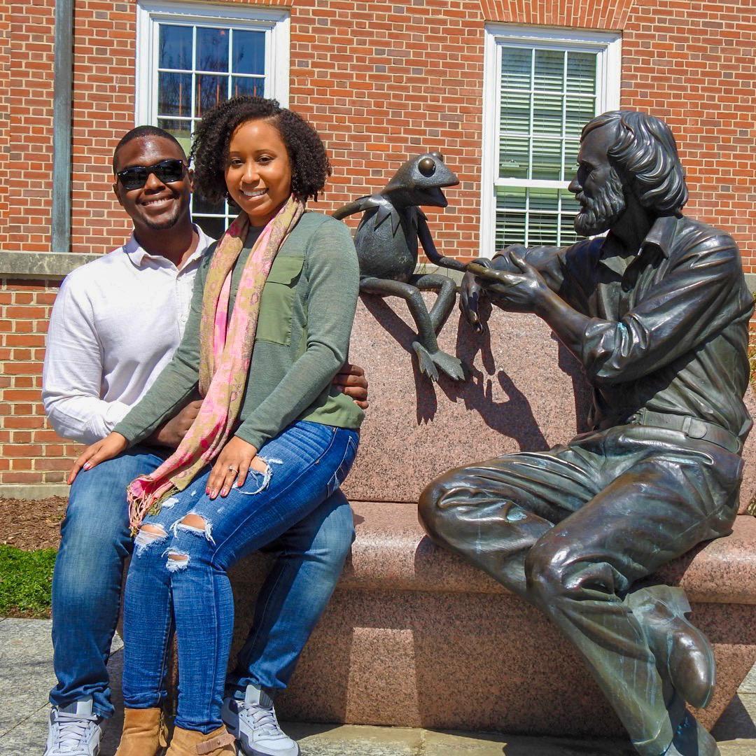 Walking around campus at UMD and stopped by to see Kermit and Jim