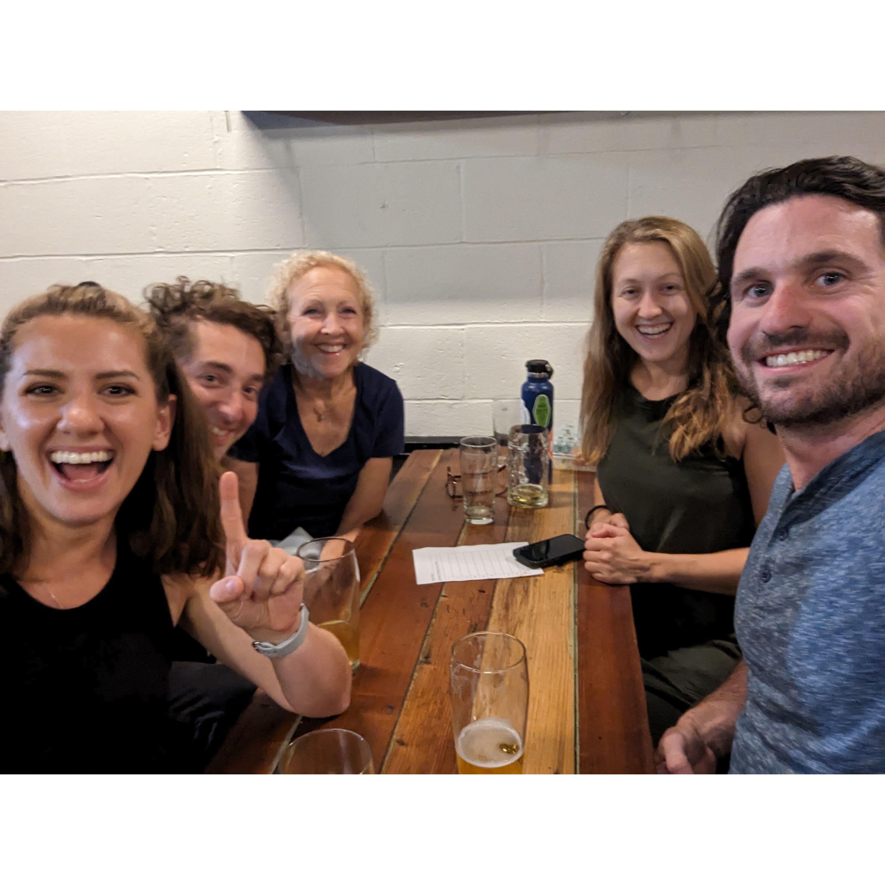 MORE TRIVIA! This one at Tenma Brewing with our close friends Nathan and Jill (plus Jill's mom Jayne!) in Berkeley. August 2023.