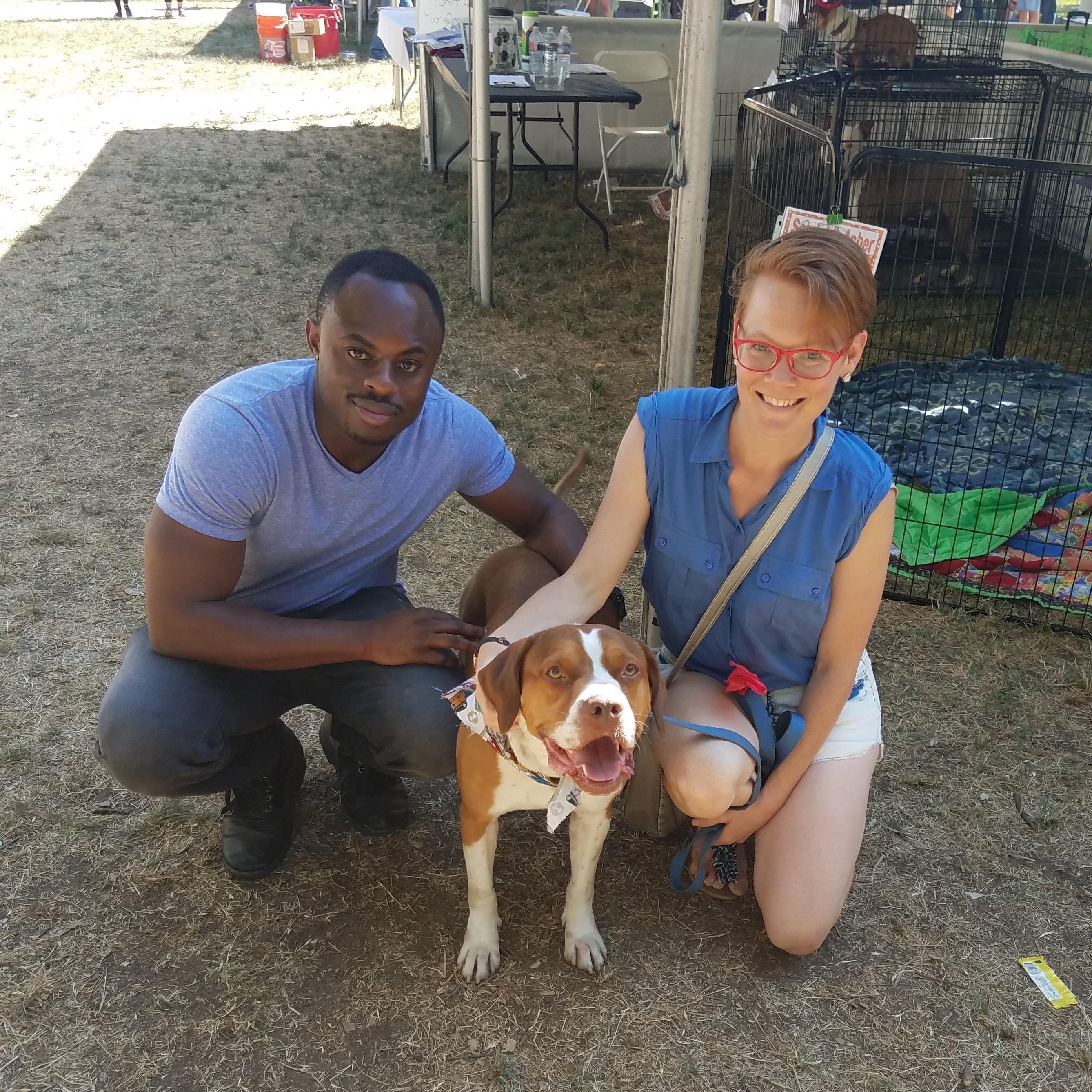 "Think you'll get a dog today?" Teri joked as they left for the No Kill LA adoption event.  

"Haha, maybe..." was Chidi's reluctant response.

And then we met Harrison...