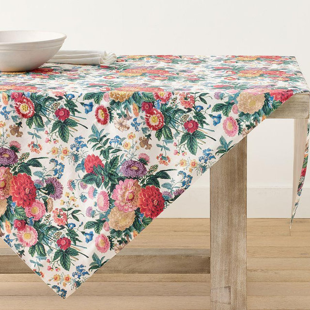 Margeaux Oversized Embroidered Cotton Table Throw - Multi