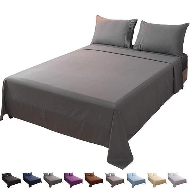 LBRO2M Bed Sheet Set Full Size 16 Inches Deep Pocket 1800 Thread Count 100% Microfiber Sheet,Bedding Super Soft Comfortable,Cool Warm,4 Piece（Dark Grey）
