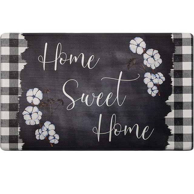 SoHome Cozy Living Anti Fatigue Mat Kitchen Mat Non Slip Stain Resistant Easy Clean 1/2 Inch Thick Kitchen Floor Mats, Home Sweet Home Checkered 20" x 36"