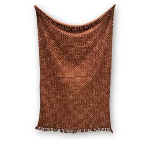 Handloomed Cotton Rust Throw Blanket - Indian Craft Mall