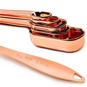 Simpler Life, LLC - Copper Measuring Spoons, Set of 6 - Extra Sturdy & Heavy Duty. Copper-Plated Top-Quality Stainless Steel. Mirror Polished Copper Finish. Dry and Liquid Ingredients. Narrow Shape Fits in Jars. Add Cups