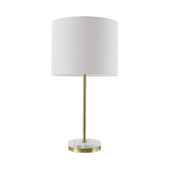 Globe Electric Versailles 19" Table Lamp, Soft Gold, Faux Marble Accent, White Linen Shade, On/Off Socket Rotary Switch 67044