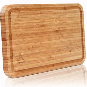 Bamboo Cutting Board with Juice Groove - Convenient Size 8”x13” | Extra Thick Board | Serving Tray | Designed by Indigo True Company