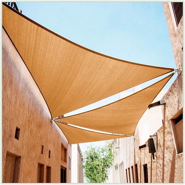 ColourTree 20' x 20' x 20' Sand Beige Triangle Sun Shade Sail Canopy Awning Fabric Cloth Screen - UV Block UV Resistant Heavy Duty Commercial Grade - Outdoor Patio Carport - (We Make Custom Size)