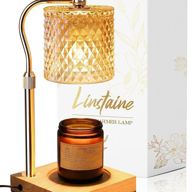 Linstaine Candle Warmer Lamp with Timer Dimmer Adjustable Height, Birthday Gifts for Women, House Warming New Home Decor Gifts for Mom, Electric Wax Warmer for Jar Candles, Amber