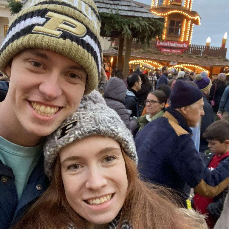 Carmel Christkindlmarket - with matching Purdue hats of course!