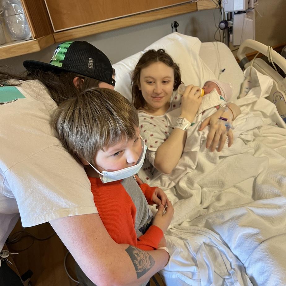 Grayson’s here! First family photo as us four