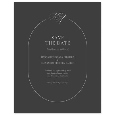 Dark Charcoal, Black Wedding Digital Save the Date - Brixen Portrait
