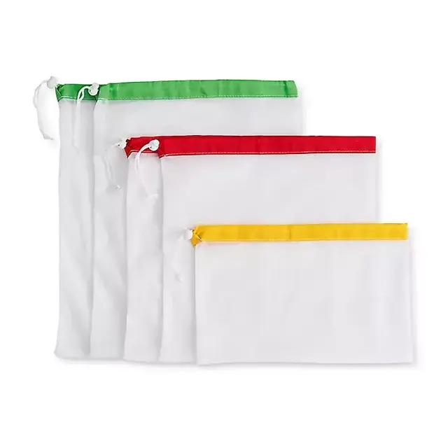 Beyond Gourmet™ Reusable Mesh Produce Bags with Drawstring Closure, Set of 5 plus Storage Bag