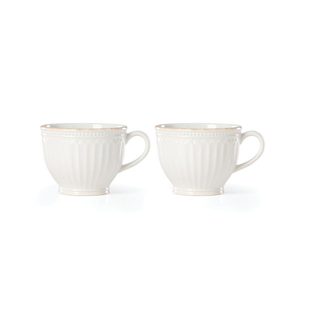 French Perle Groove Latte Mug Set, 2 Piece