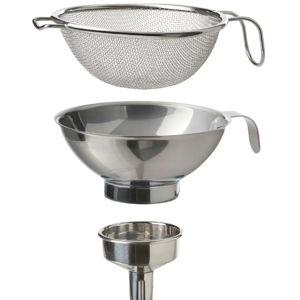 KORKEN Sifter/funnel set of 3, stainless steel