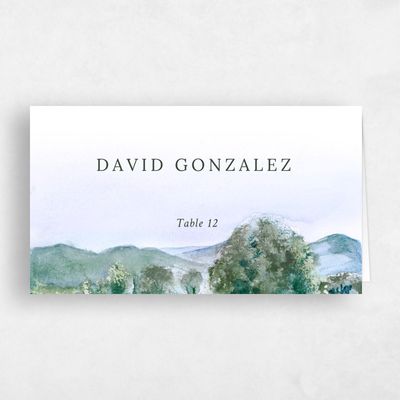 Deepest Teal, Blue Wedding Place Card - Montecillo
