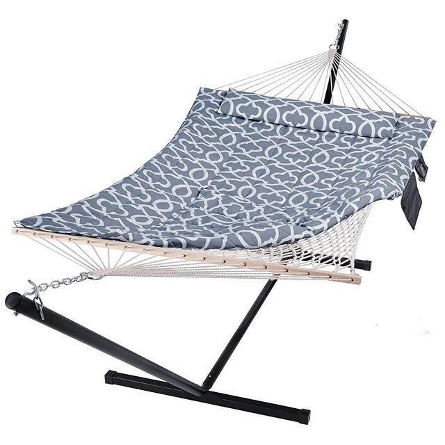 SUNCREAT Hammocks Freestanding 2 Person Hammock with Stand, Portable Hammock with Stand, Dark Gray Pattern
