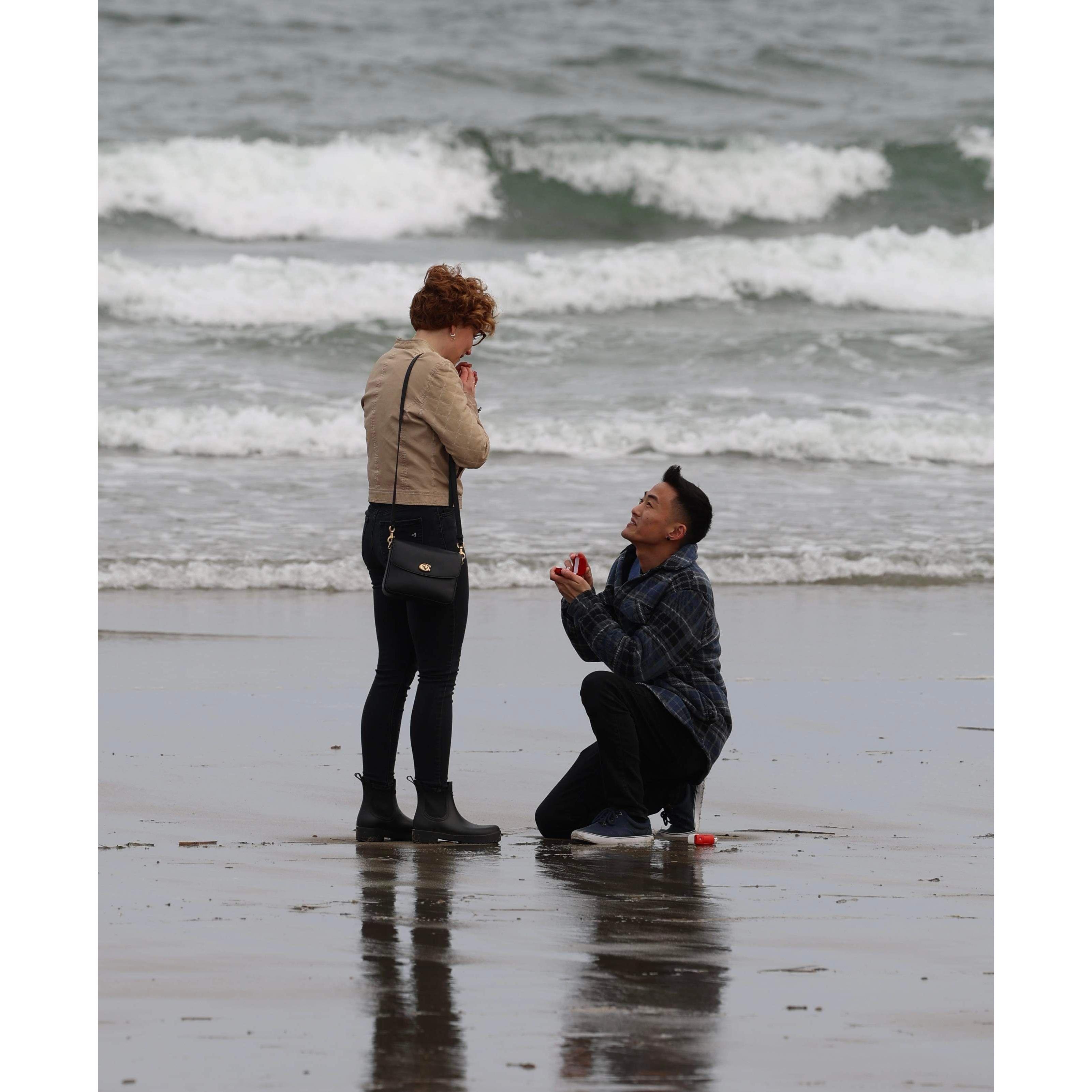 On April 25th, 2023, Pawinn surprised Michelle with a proposal on the beach in Portsmouth, NH.