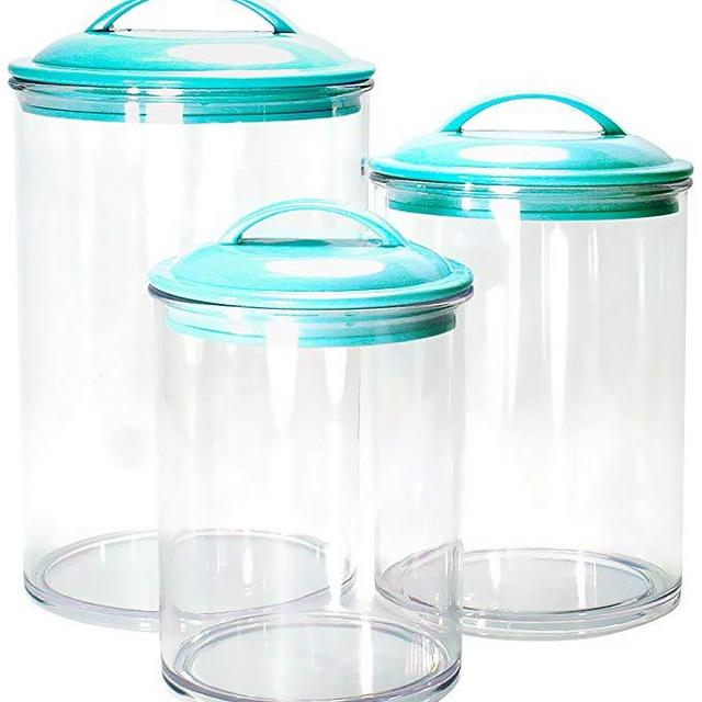 Calypso Basics by Reston Lloyd Acrylic Storage Canisters, Set of 3, Turquoise