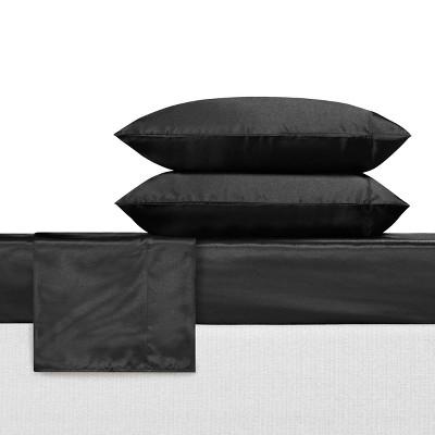 King Satin Solid Sheet Set Black - Betseyville