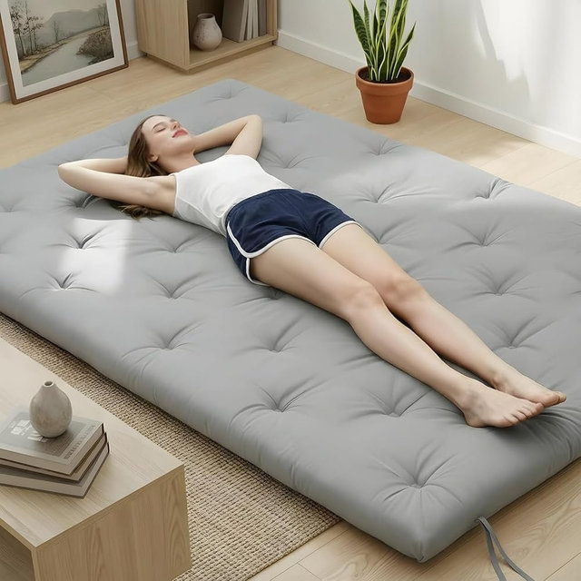 Syrinx Water Resistant Japanese Futon Mattress, Full Size 75"x54", 2.5 Inch Thick Japanese Floor Mattress Tatami Mat, Foldable Floor Bed Sleeping Pad for Dormitory Guest Room Camping