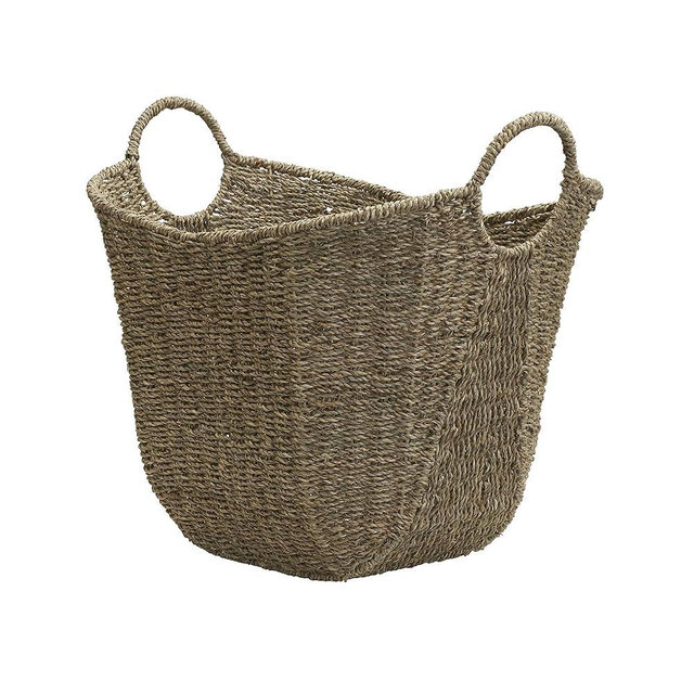Household Essentials Brown Wicker Storage Basket with Handles Large | Natural Seagrass