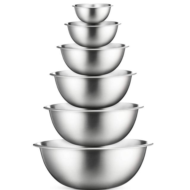 Stainless Steel Mixing Bowls (Set of 6) Stainless Steel Mixing Bowl Set - Easy To Clean, Nesting Bowls for Space Saving Storage, Great for Cooking, Baking, Prepping