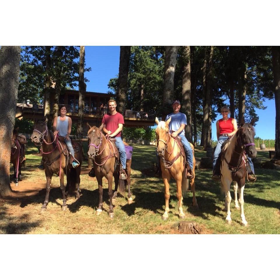 Horseback Oregon wine tour with John and Tammy