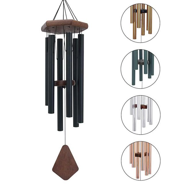 Memorial Wind Chimes Outdoor Large Deep Tone, 30 Inch Amazing Grace Wind Chime Outdoor, Sympathy Wind-Chime Personalized With 6 Tuned Tubes, Elegant Chime For Garden Patio Balcony And Home Matte Black