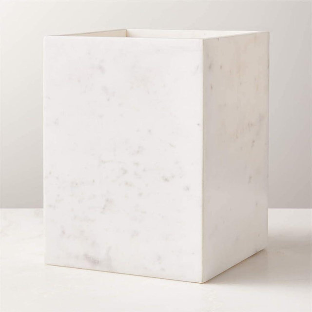 Interest White Marble Bath Accessories (Wastebasket)