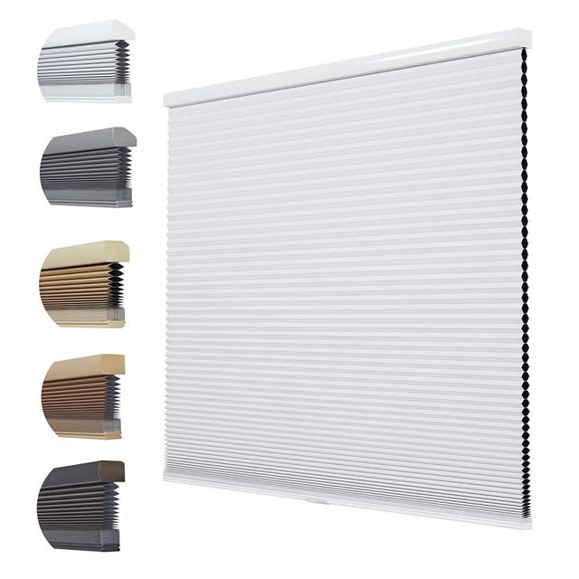 Persilux Cellular Shades Blackout Honeycomb Shades for Windows Cordless Pleated Window Shades 1.5" Single Cell, Night White, 36" W x 54" H