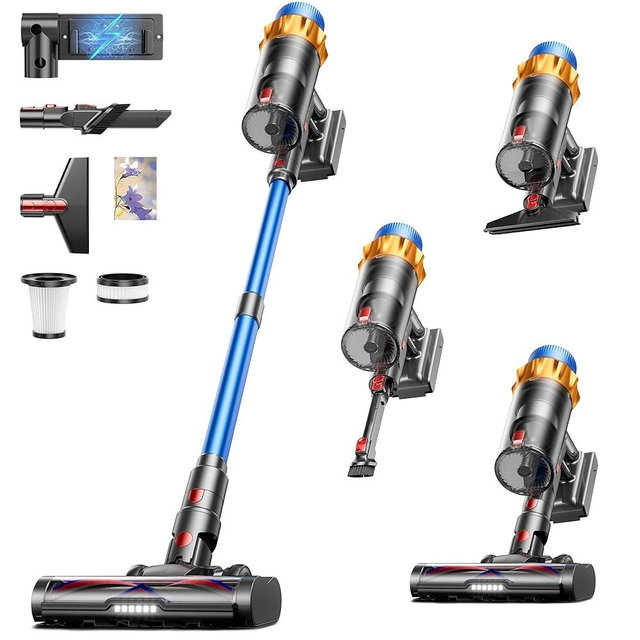 Cordless Vacuum Cleaner, 580W 48KPA 70Mins Vacuum Cleaners for Home, Self-standing Stick Vacuum with Aromatherapy, Anti-Tangle Brush, Wall Mount Charging Vacuum for Hardwood Floor/Carpet/Pet Hair