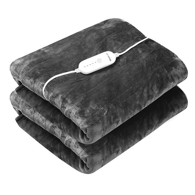 WAPANEUS Electric Blanket 72”x84” Flannel Heated Blanket Full Size with 5 Heating Settings 10 Hours Auto-Off, Fast-Heating, ETL Listed, Machine Washable, Dark Grey