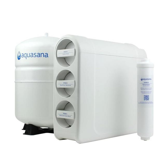 Aquasana SmartFlow® Reverse Osmosis Water Filter | RO Under Sink System | WQA Certified up to 99.99% of 90 contaminants Including Fluoride, PFAS, Arsenic, Lead, and Chlorine | Does not Include Faucet