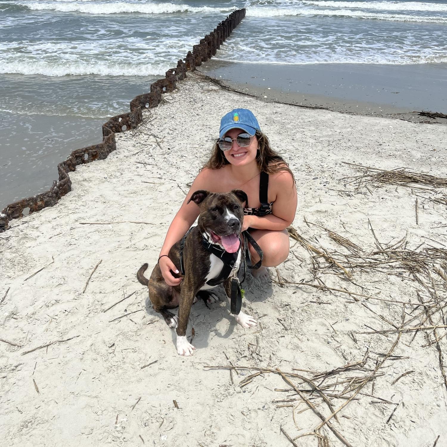 Moby's first trip to the beach...he was not a fan of the waves!