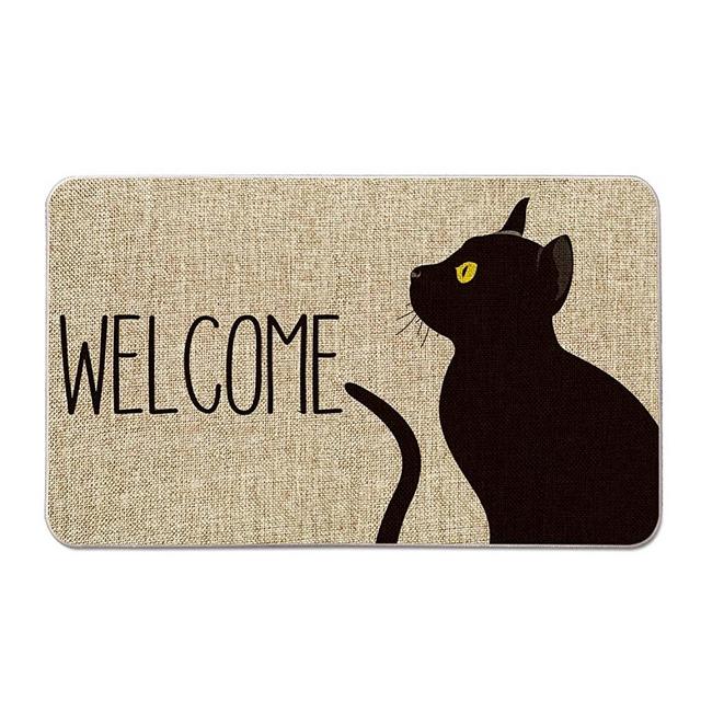 Artoid Mode Black Cat Welcome Decorative Doormat, Pet Halloween Floor Mat Switch Mat for Indoor Outdoor 17 x 29 Inch