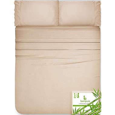 Bamboo Sheets King Size Sheets - 100% Organic Bamboo King Sheets Cooling Sheets King Deep Pocket King Bed Sheets King Size Sheet Set King Size Bed Sheets Extra Deep Pocket King Sheets Taupe
