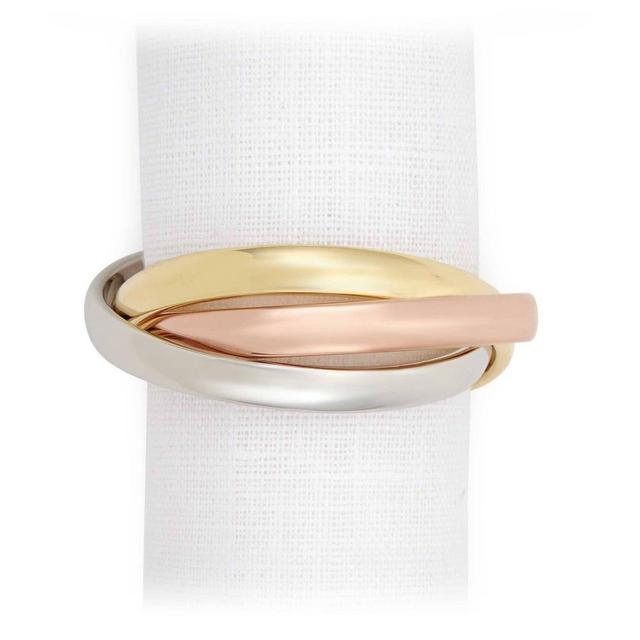L'Objet Interlocking Gold & Platinum Ring Napkin Rings, Set of 4