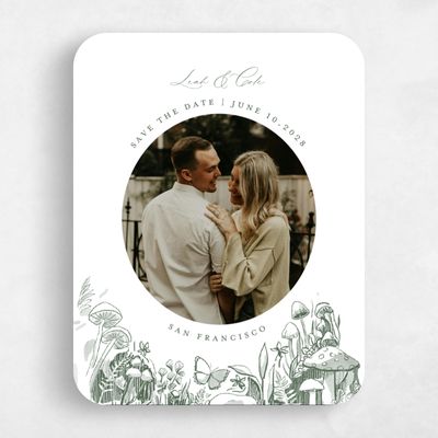 Green Rounded Wedding Save the Date - Kalinda Photo