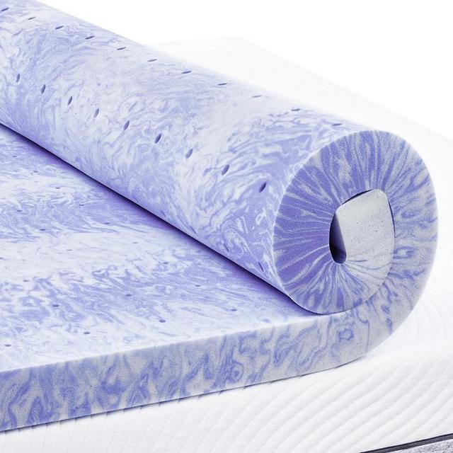PERLECARE 3 Inch King Memory Foam Mattress Topper for Pressure Relief, Cooling Gel Infusion, CertiPUR-US Certified Purple