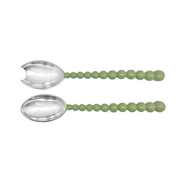 MARIPOSA Pearled Green Salad Servers | Green | Brillante | Tableware | Salad Servers | Recycled SANDCAST Aluminum | Handmade in Mexico