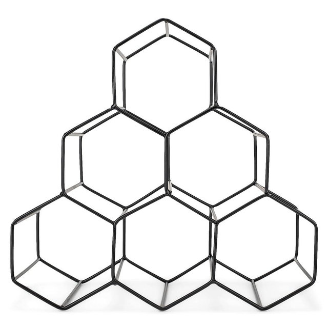 NAT & Jules Honeycomb Black Iron Metal Tabletop Wine Rack - Perfect for Kitchen Countertop, Pantry or Cabinets Display or Storage - Hold 6 Bottles, Black