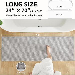 Grey Long Bathroom Runner Rug