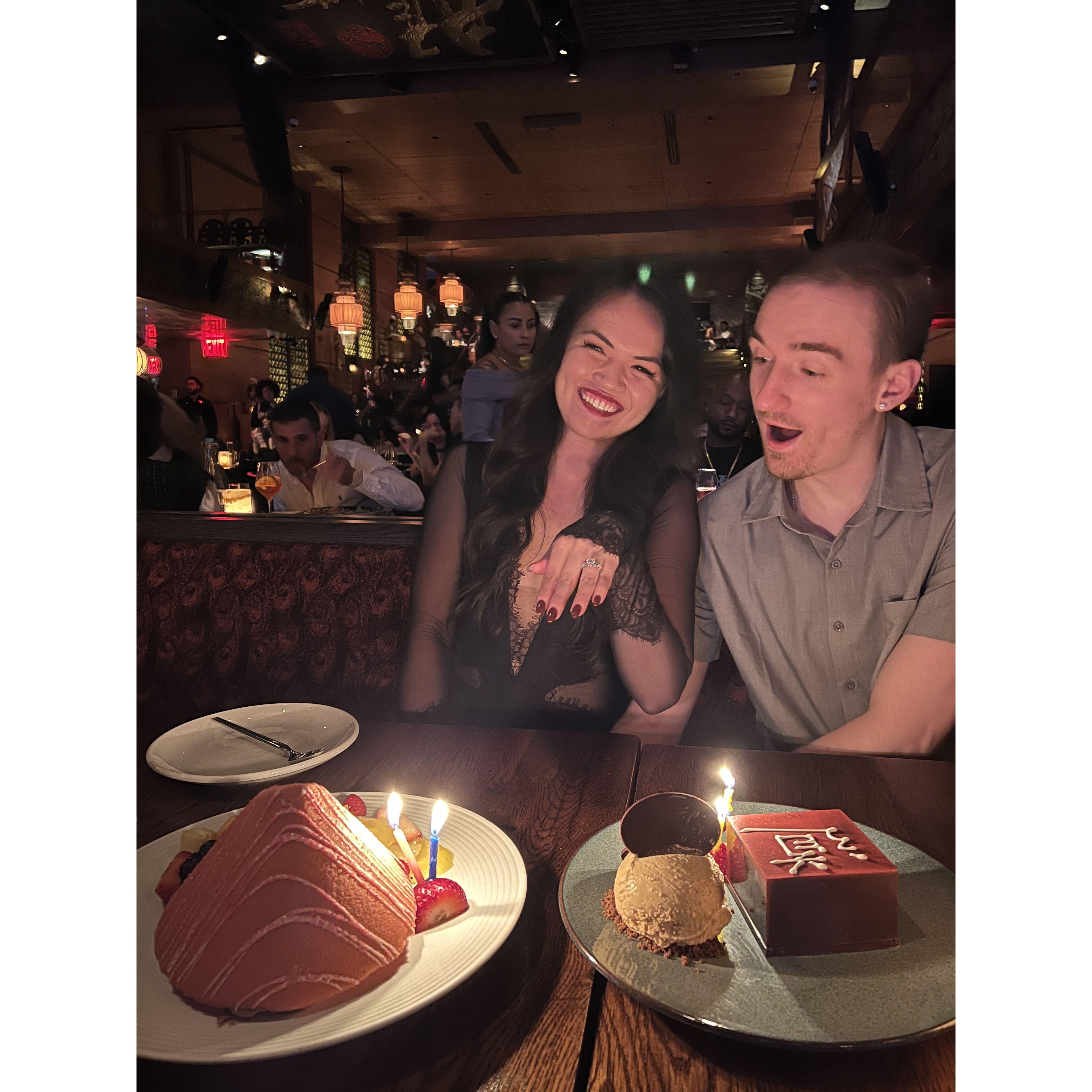 The night after we got engaged (and Tyler's admiring his hard work)