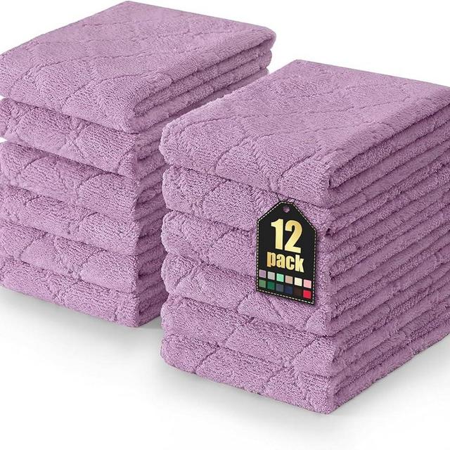 Homaxy 12 Pack Dish Towels for Kitchen (10 x 20 Inches, Purple), Super Soft and Absorbent Coral Velvet Dish Cloths for Washing Dishes, Nonstick Oil Fast Drying Microfiber Cleaning Cloth