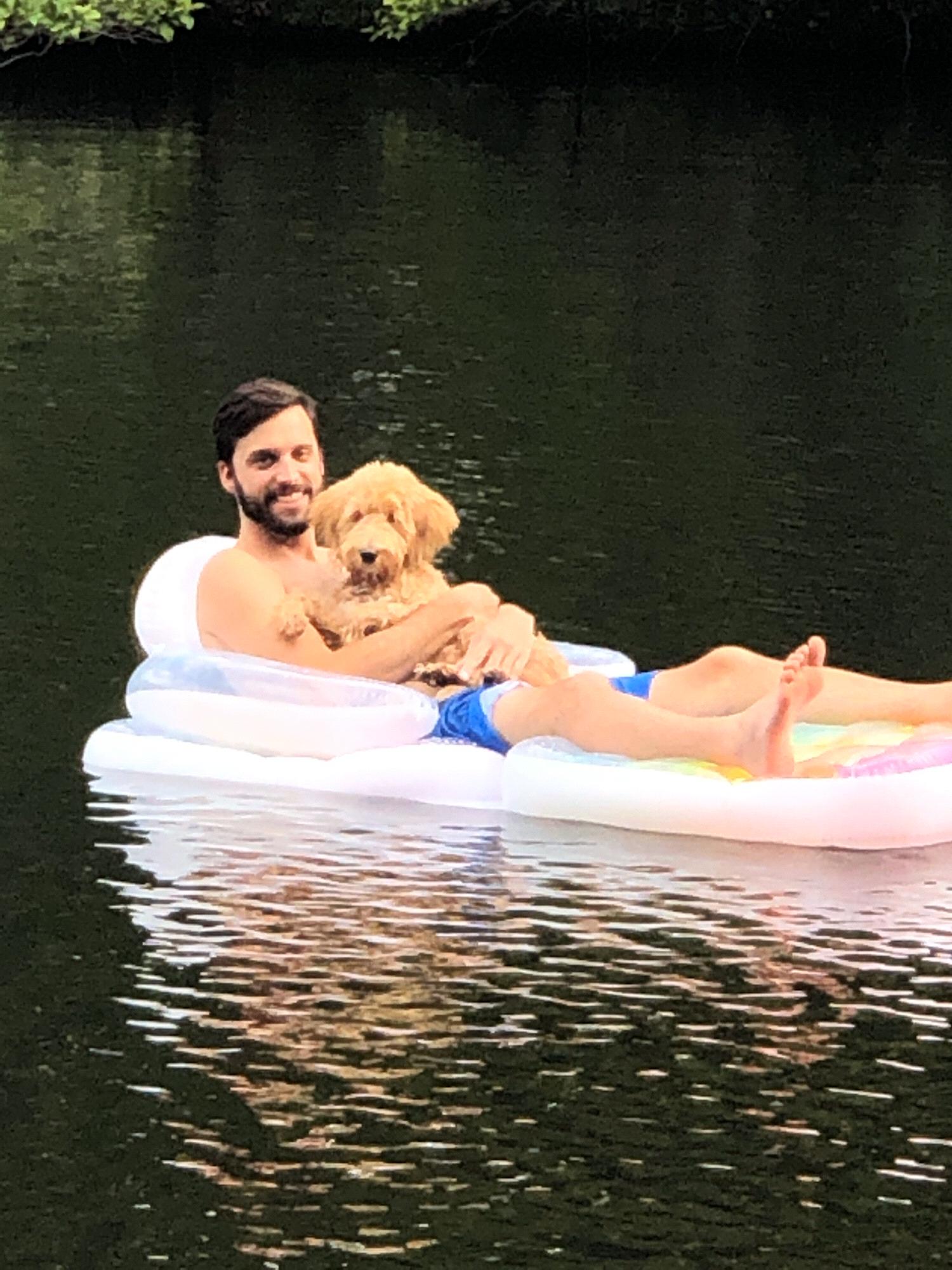 Sandy learning how to swim at Lake Monticello, 2019
