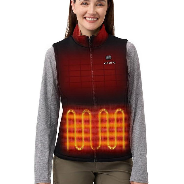ORORO [Upgraded] Women's Heated Fleece Vest with Heated Collar and Battery, Lightweight Heating Vest Fleece