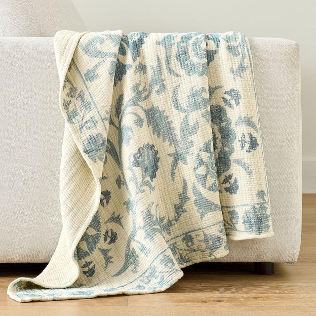 Amina Suzani Throw, Blue Multi, 50" x 60"